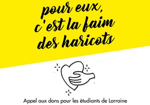Affiche "Pour eux, c'est la faim des haricots" pour l'appel aux dons fonds social étudiant